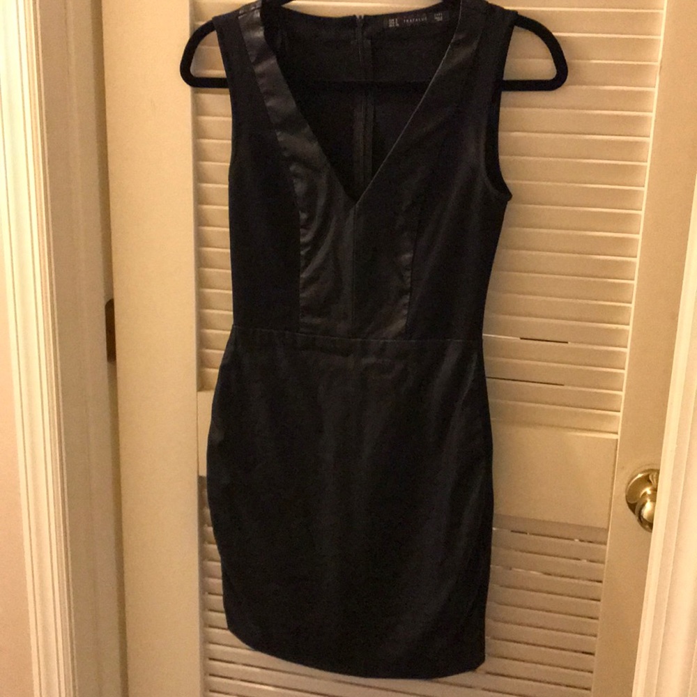 Zara black leather mini dress